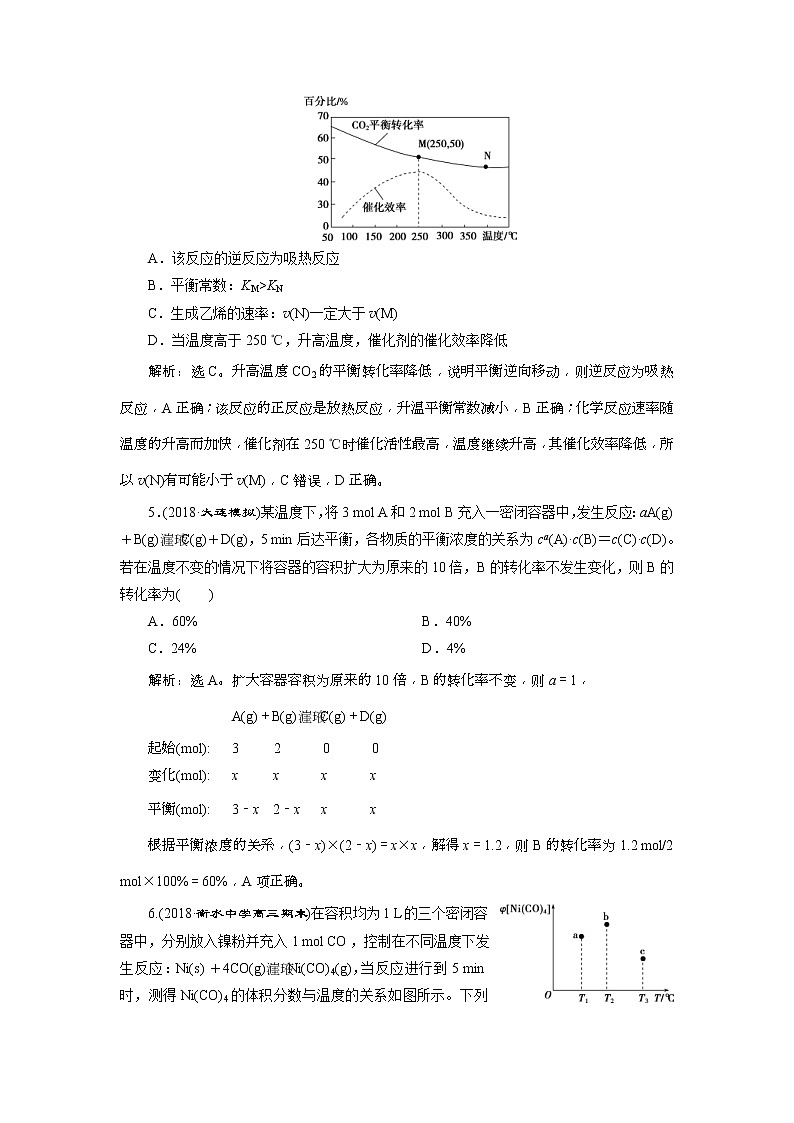 2019版高考化学一轮复习方案：第7章 化学反应速率与化学平衡 3 第3讲 课后达标训练(含解析)02
