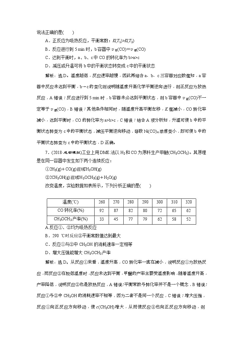 2019版高考化学一轮复习方案：第7章 化学反应速率与化学平衡 3 第3讲 课后达标训练(含解析)03