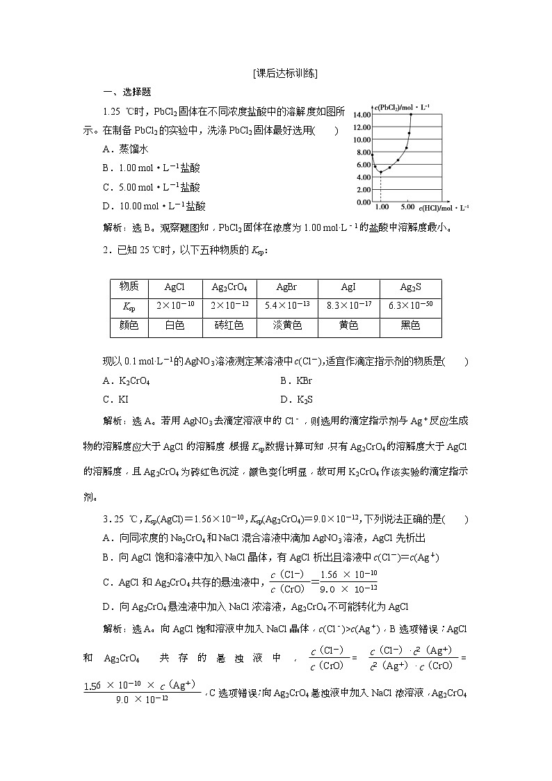 2019版高考化学一轮复习方案：第8章 水溶液中的离子平衡 5 第4讲 课后达标训练(含解析)01