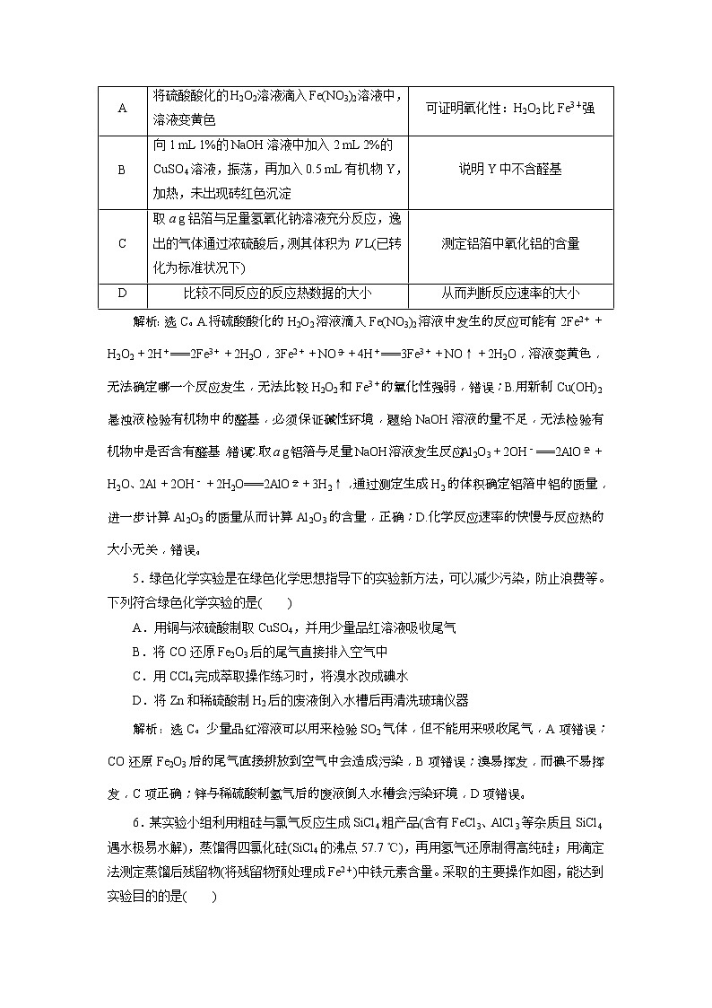 2019版高考化学一轮复习方案：第10章 化学实验 7 章末综合检测（十）(含解析)02