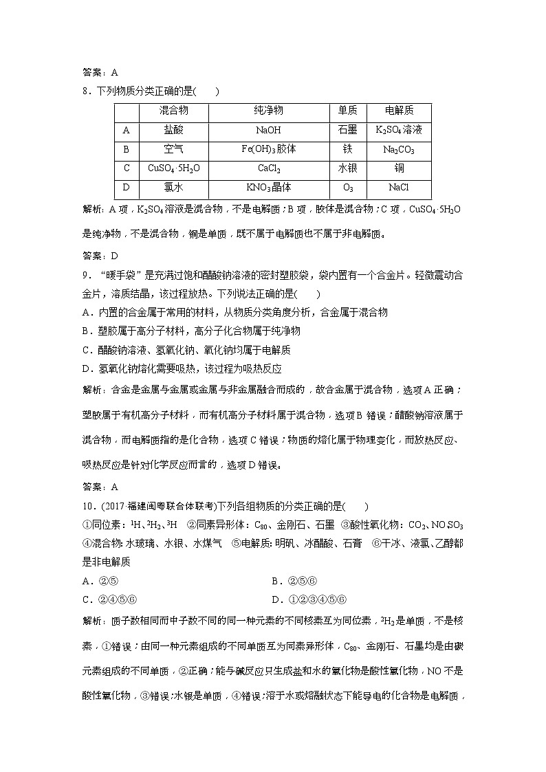 2019版高考化学一轮优化探究练习：第2章 第5讲　物质的组成、性质和分类 (含解析)03