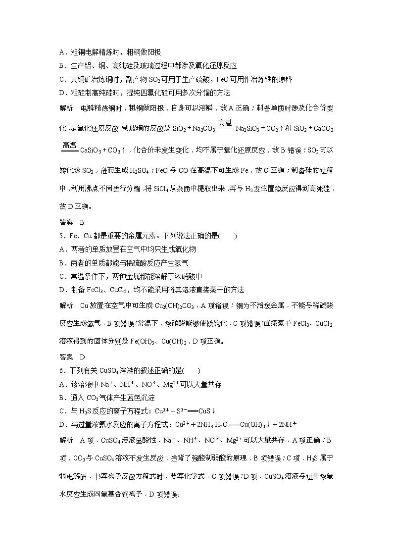 2019版高考化学一轮优化探究练习：第3章 第13讲　铜及其化合物　金属材料及金属矿物的开发利用 (含解析)02