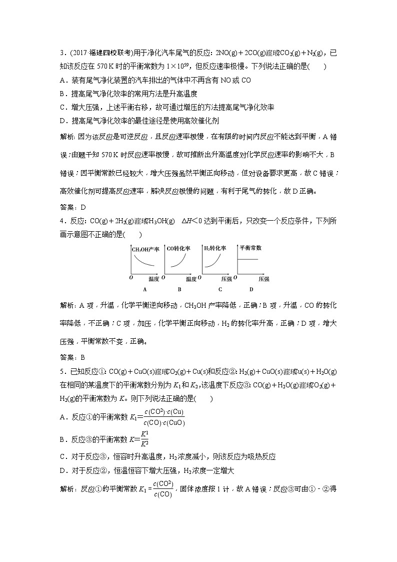 2019版高考化学一轮优化探究练习：第7章 第25讲　化学平衡常数　化学反应进行的方向 (含解析)02