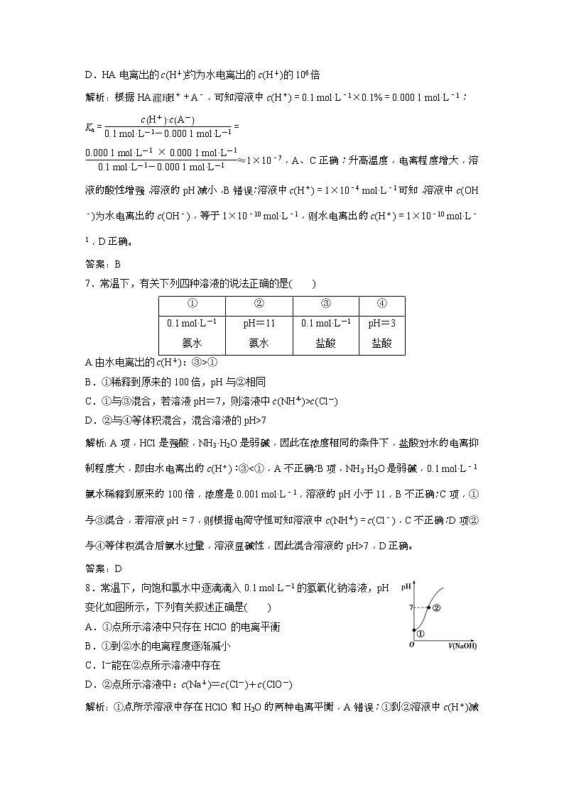 2019版高考化学一轮优化探究练习：第8章 第26讲　弱电解质的电离平衡 (含解析)03