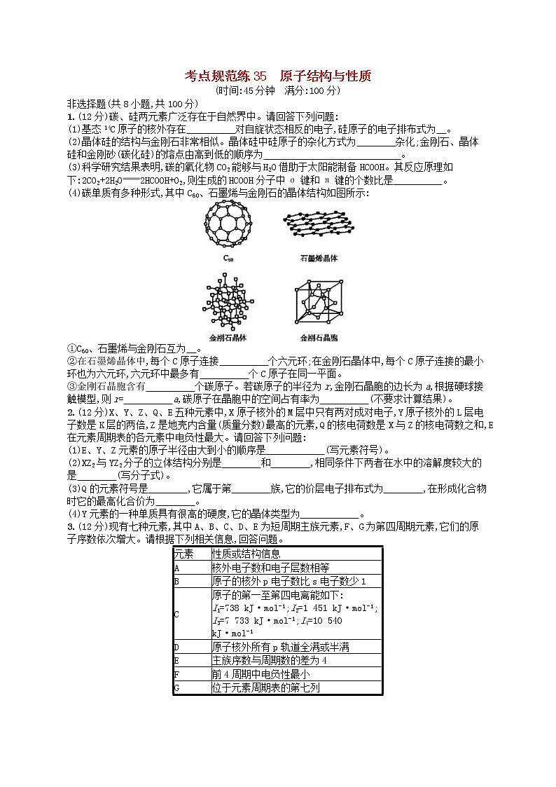 2020高考化学一轮复习考点规范练35《原子结构与性质》(含解析)01