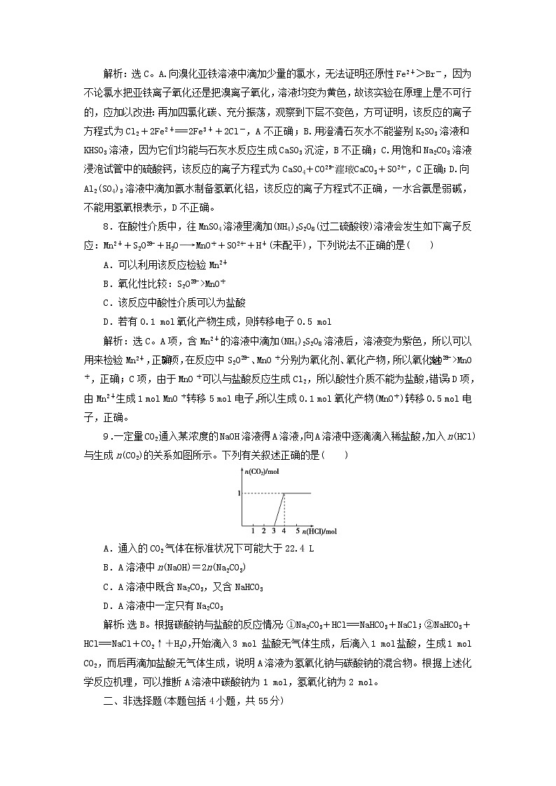 (苏教版)2020版高考化学新探究大一轮复习专题综合检测2（含解析）03