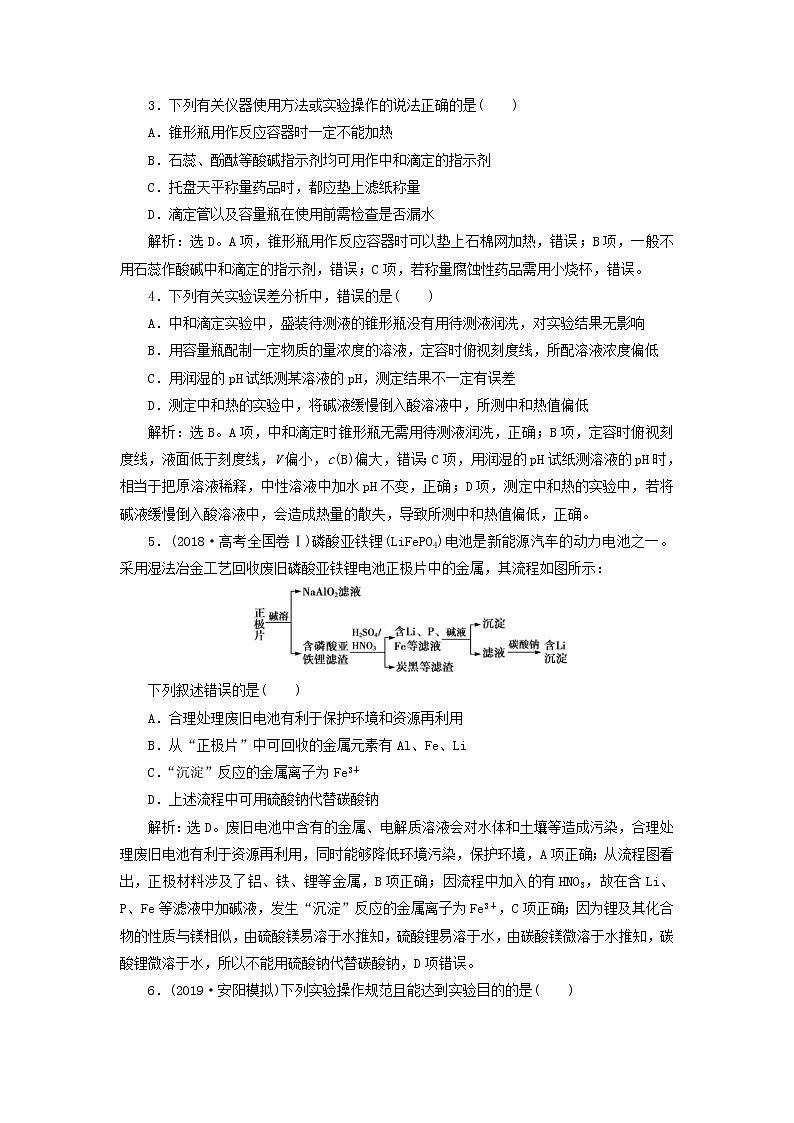 (苏教版)2020版高考化学新探究大一轮复习专题综合检测10（含解析）02