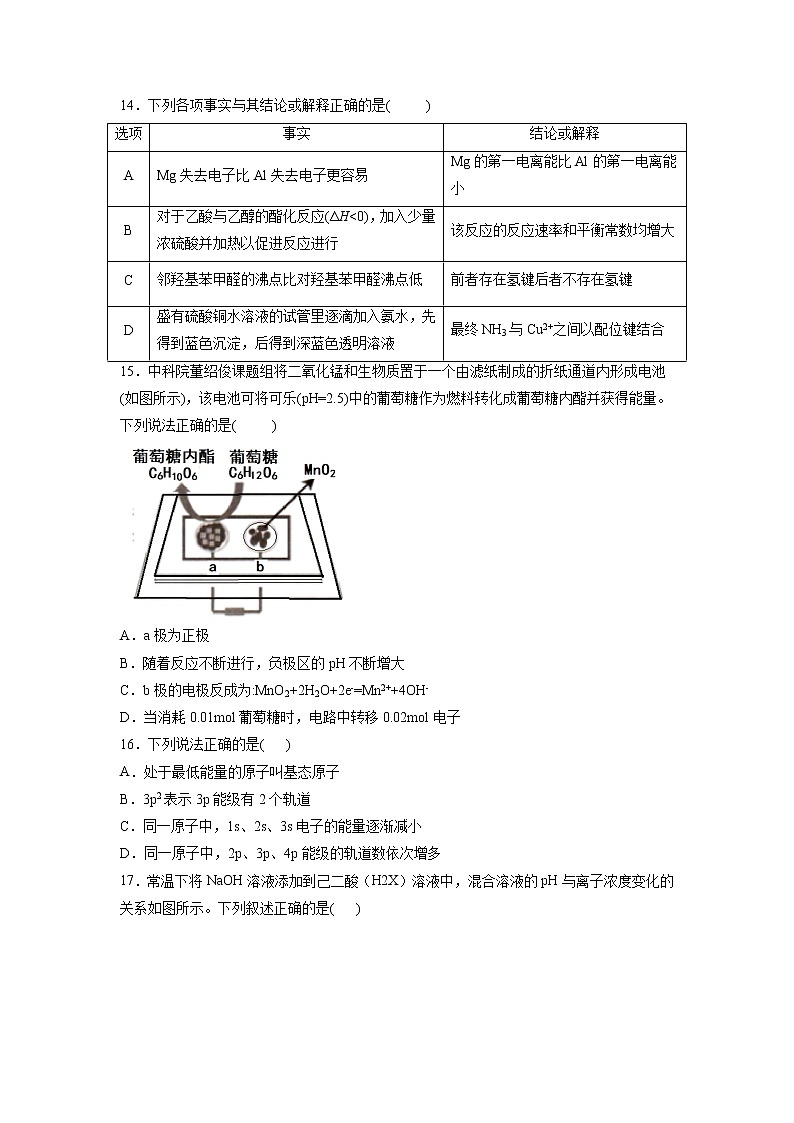 【化学】湖北省宜昌市第一中学2017年级秋季学期高二年级期末考试试题第3页