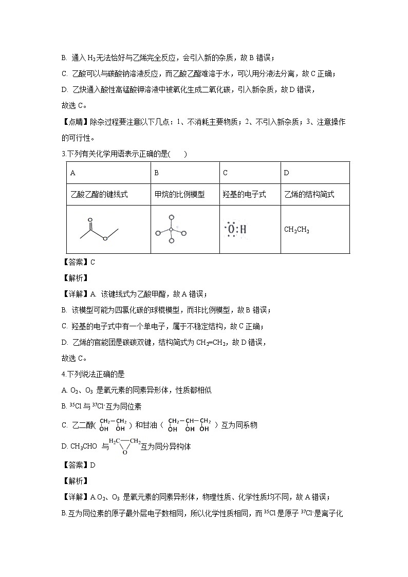 【化学】江西省南昌市第十中学2018-2019学年高二下学期3月月考（解析版） 试卷02