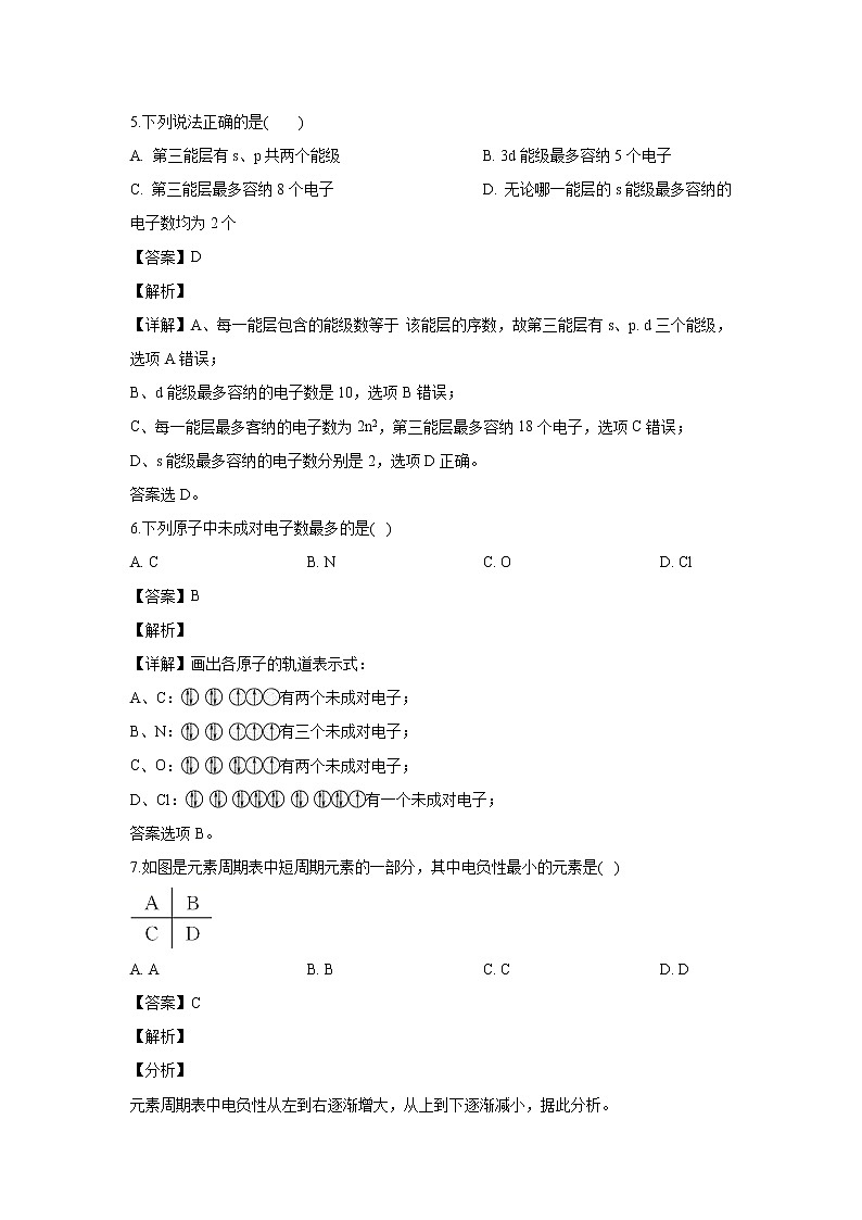 【化学】云南省景谷一中2018-2019学年高二下学期第一次月考（解析版） 试卷03