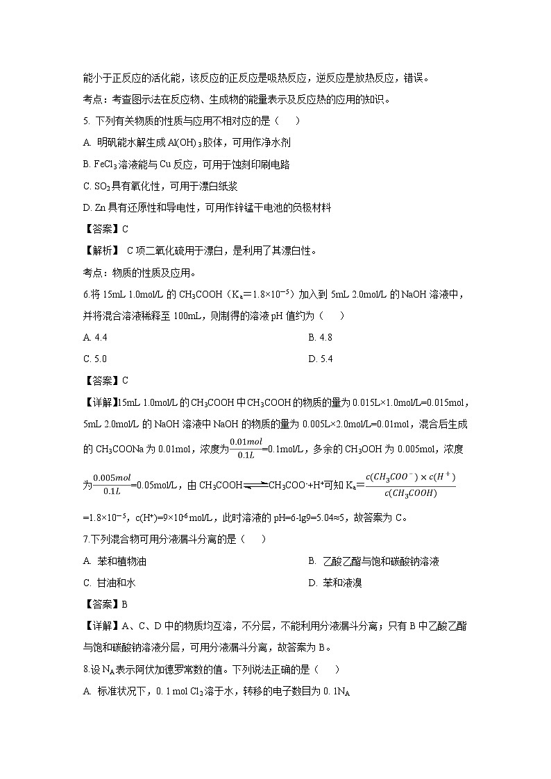 【化学】浙江省东阳中学2018-2019学年高二6月月考（解析版）第3页