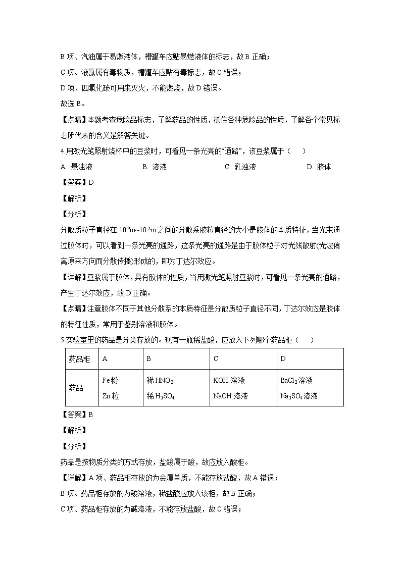 【化学】湖南省茶陵县第三中学2018-2019学年高二下学期第一次月考（解析版） 试卷02