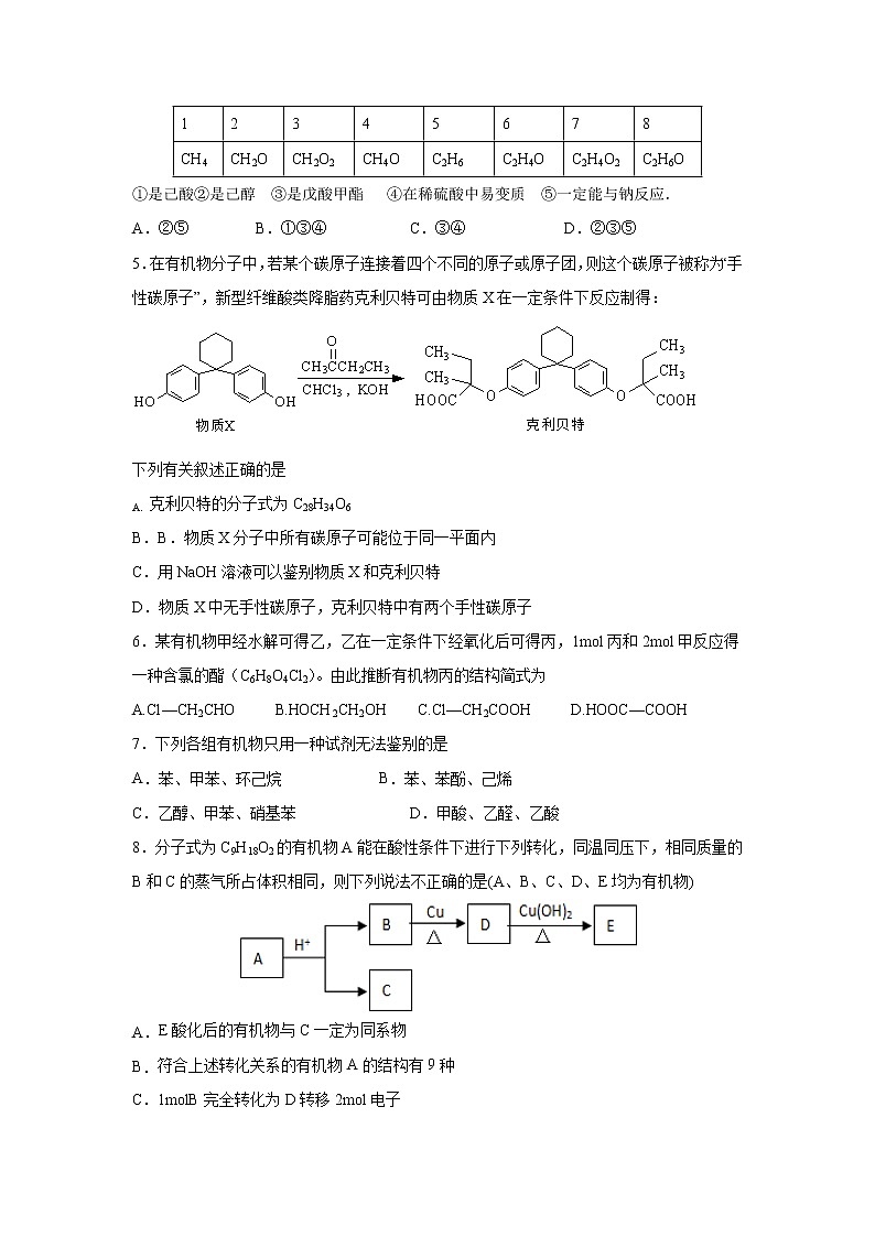 【化学】江西省南昌市第二中学2018-2019学年高二下学期第二次月考 试卷02