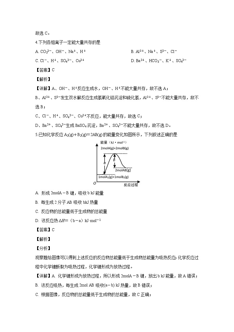 【化学】福建省霞浦第一中学2018-2019学年高二下学期第一次月考（解析版） 试卷02