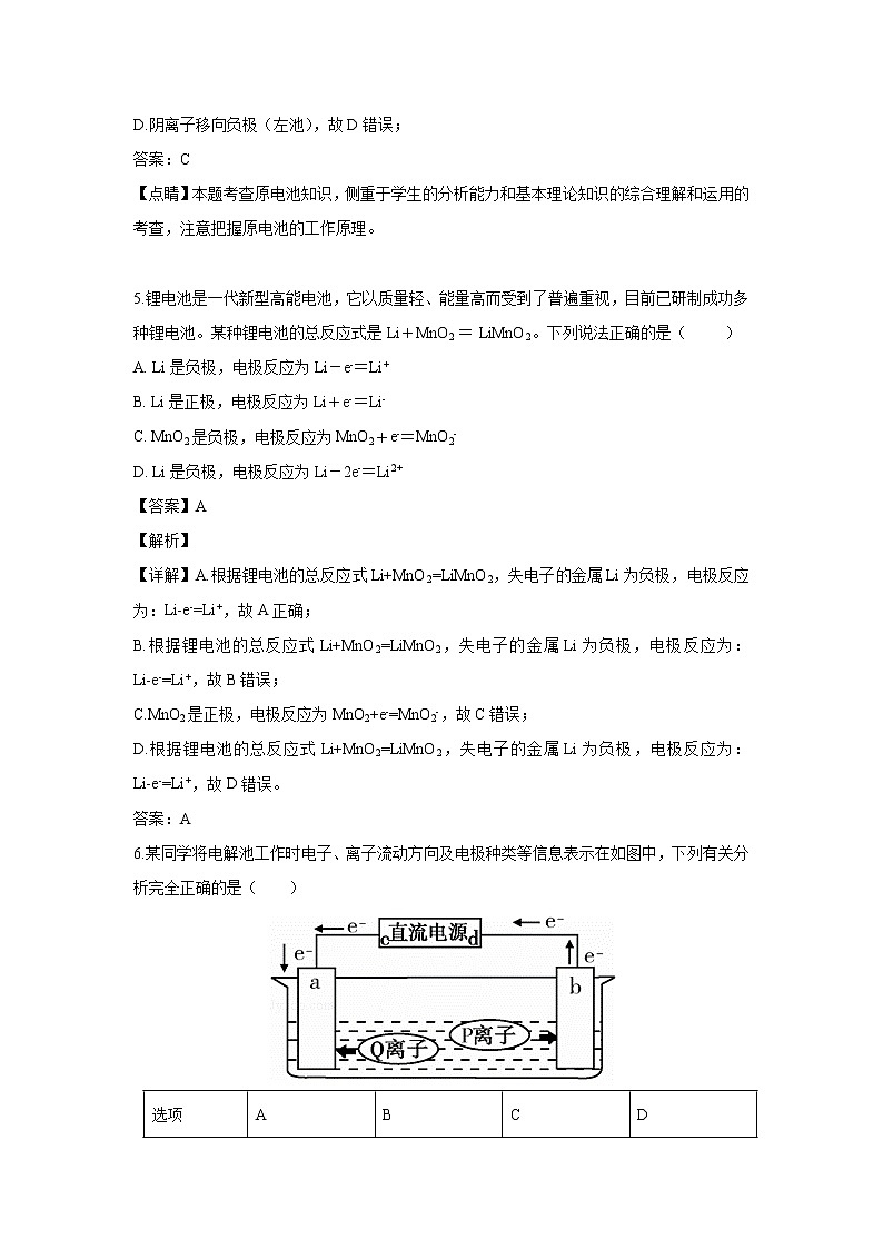【化学】甘肃省临夏中学2018-2019学年高二下学期第一次月考（解析版） 试卷03