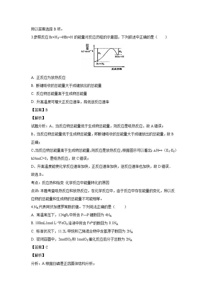 【化学】广西壮族自治区南宁市第三中学2018-2019学年高二下学期第一次月考（解析版） 试卷02