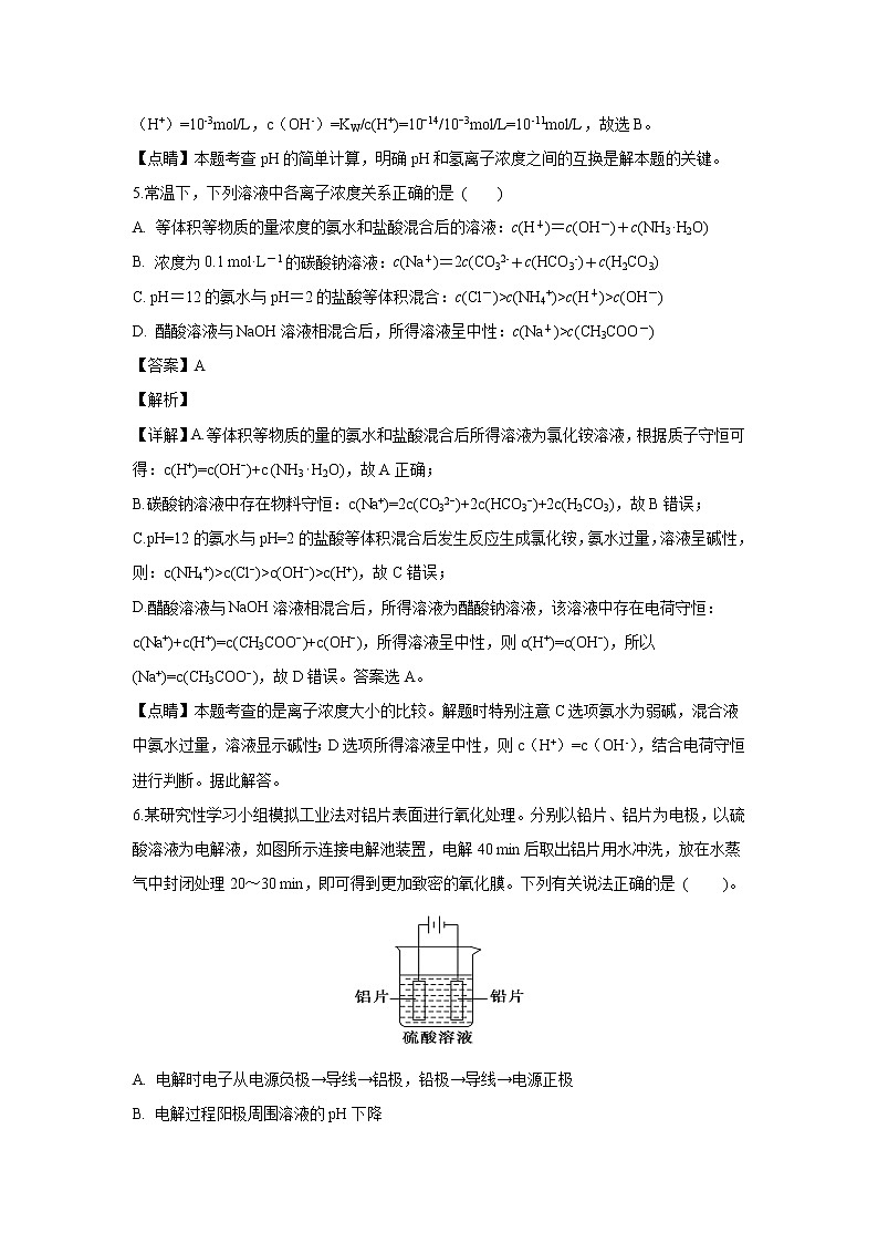 【化学】贵州省遵义航天高级中学2018-2019学年高二下学期第一次（3月）月考（解析版） 试卷03