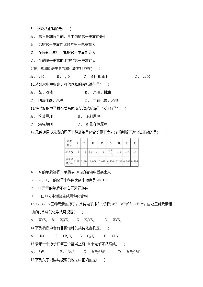 【化学】云南省楚雄州南华县民族中学2018-2019学年高二10月月考 试卷02