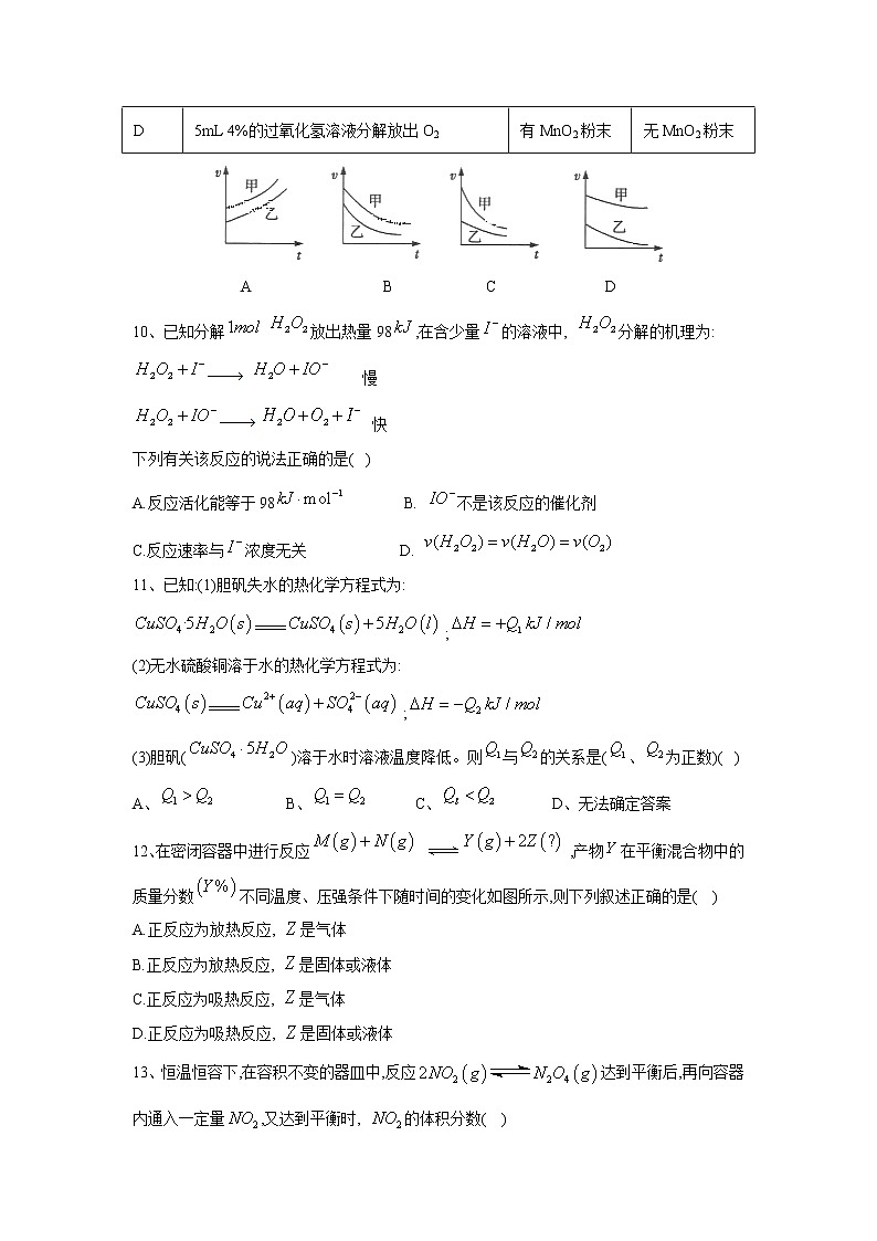 【化学】陕西省澄城中学2018-2019学年高二上学期第一次教学质量检测03