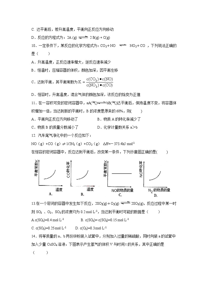 【化学】山东省冠县武训高级中学2018-2019学年高二上学期10月月考试卷03