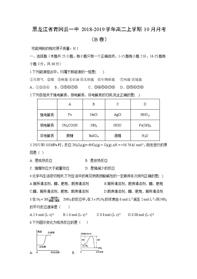 【化学】黑龙江省青冈县一中2018-2019学年高二上学期10月月考（B卷）01