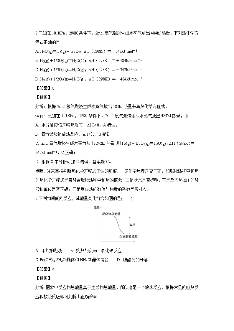 【化学】湖南省衡阳县第四中学2018-2019学年高二上学期9月月考（普通班）试题（解析版）02