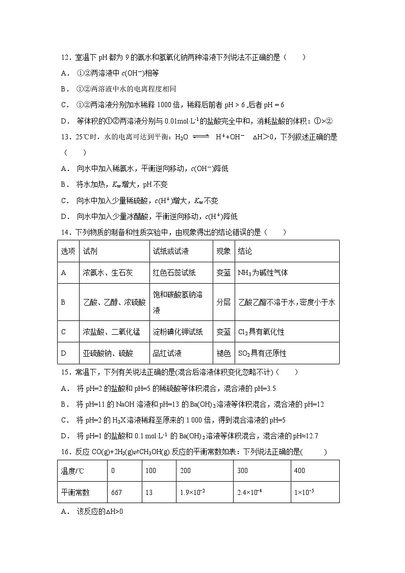 【化学】江西省赣县三中2018-2019学年高二上学期10月月考试卷03