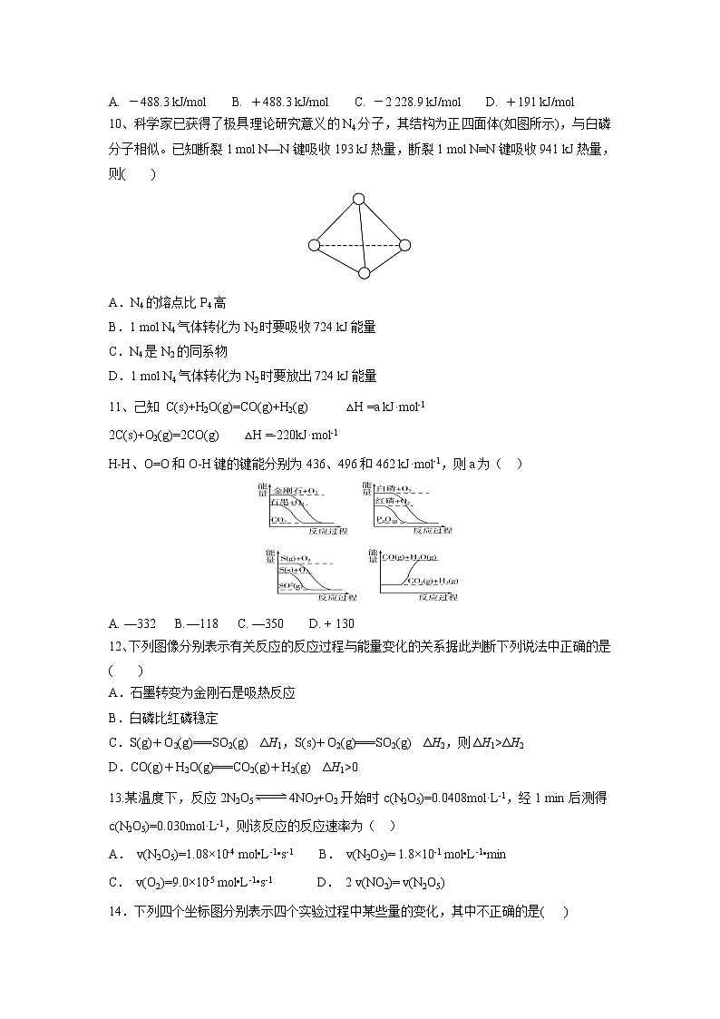 【化学】江西省赣州厚德外国语学校（高中部）2018-2019学年高二上学期第一次月考 试卷03