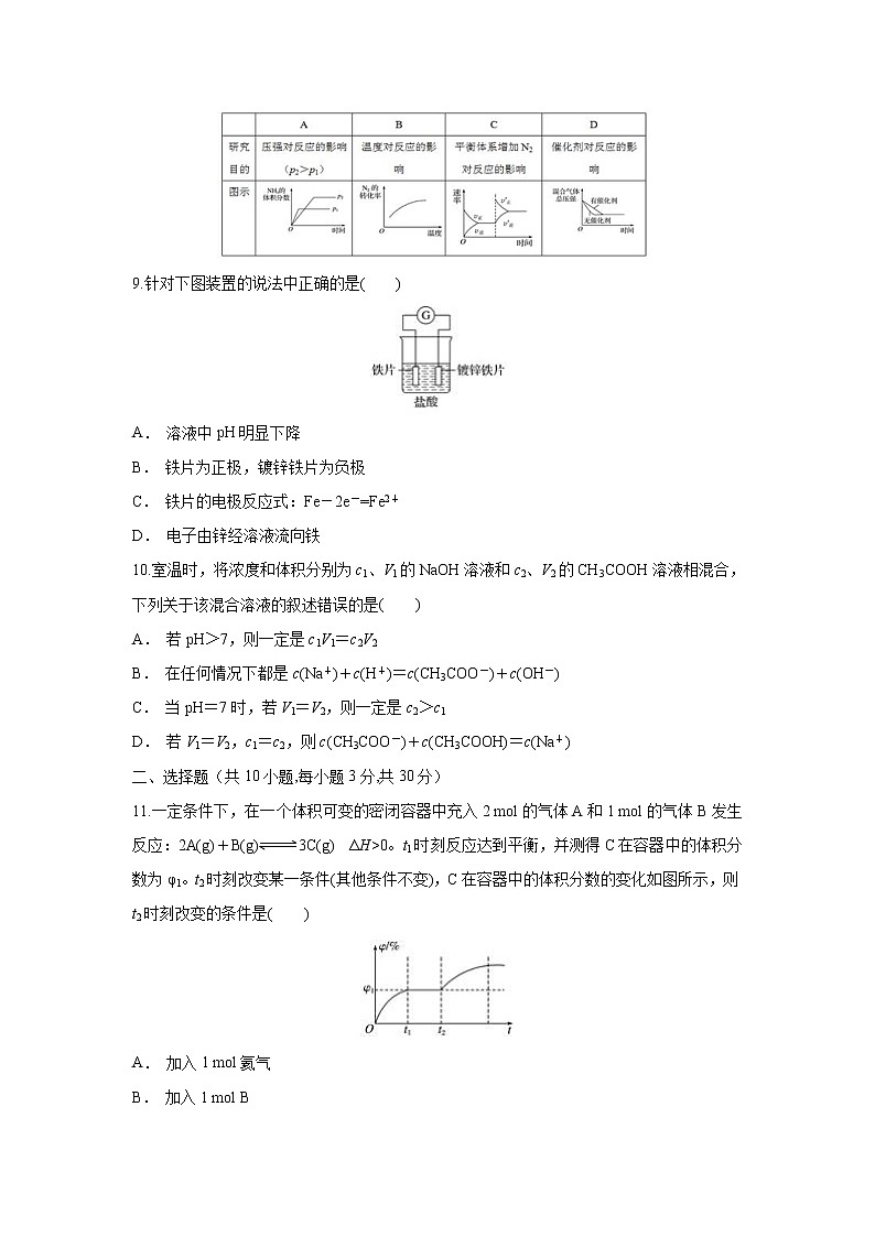 【化学】吉林省长春市田家炳实验中学2018-2019学年高二上学期第一学程检测（解析版）第3页