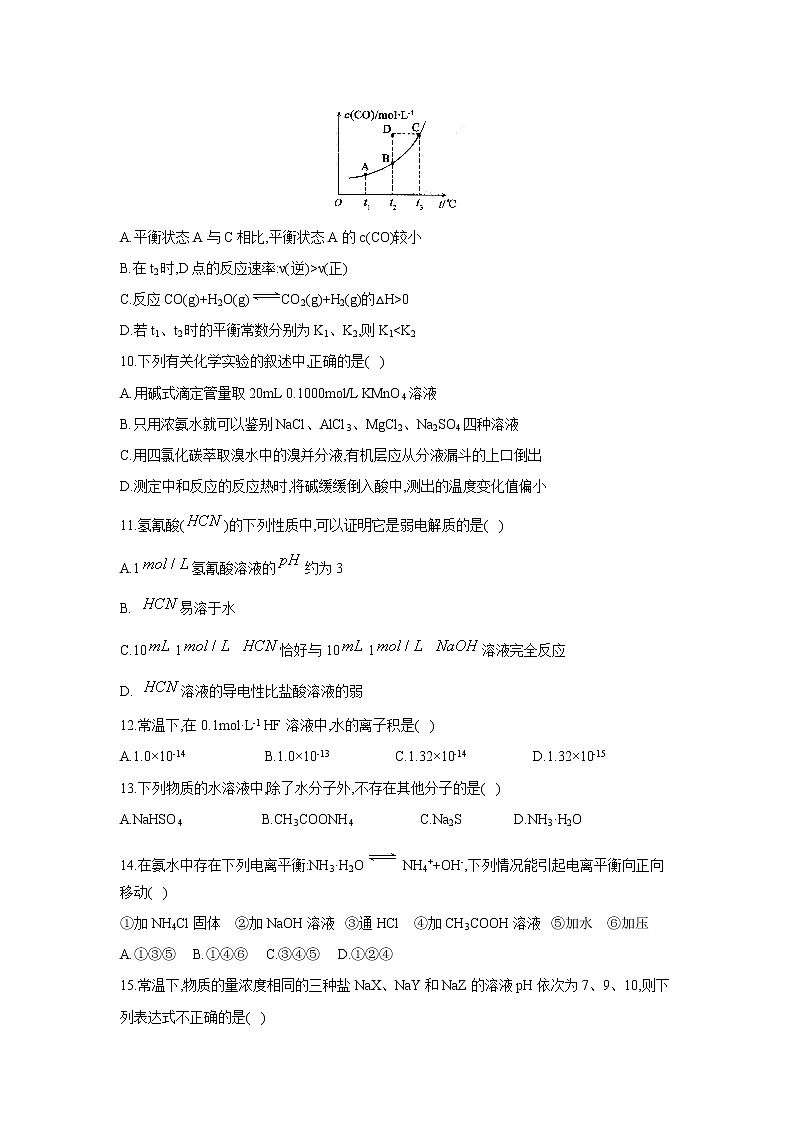 【化学】辽宁省阜新二高2018-2019学年高二上学期第一次月考 试卷03