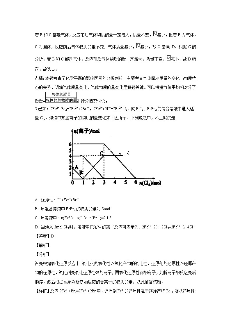 【化学】江西省上饶市弋阳县第一中学等六校2018-2019学年高二（课改班）上学期12月联考（解析版） 试卷03