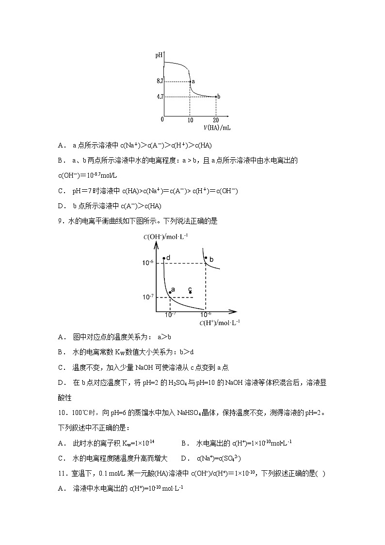 【化学】湖北省武汉市长虹中学2018-2019学年高二10月月考 试卷03