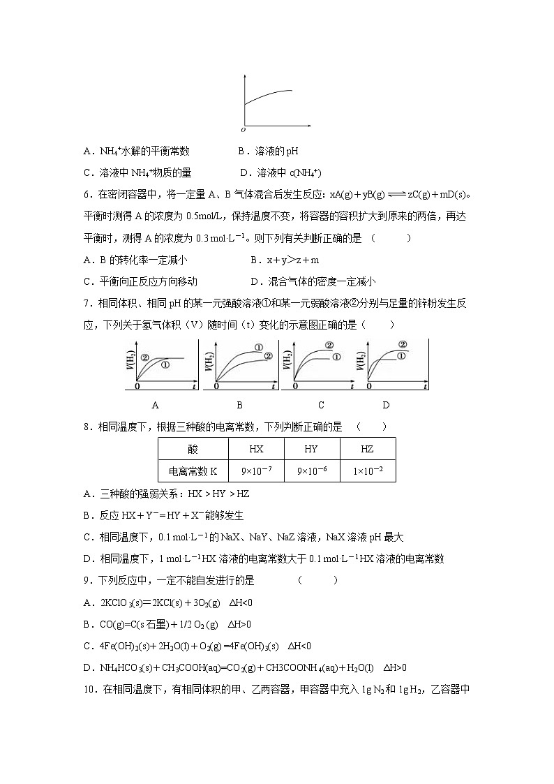 【化学】甘肃省天水市一中2018-2019学年高二上学期第二学段考试（理）试题02