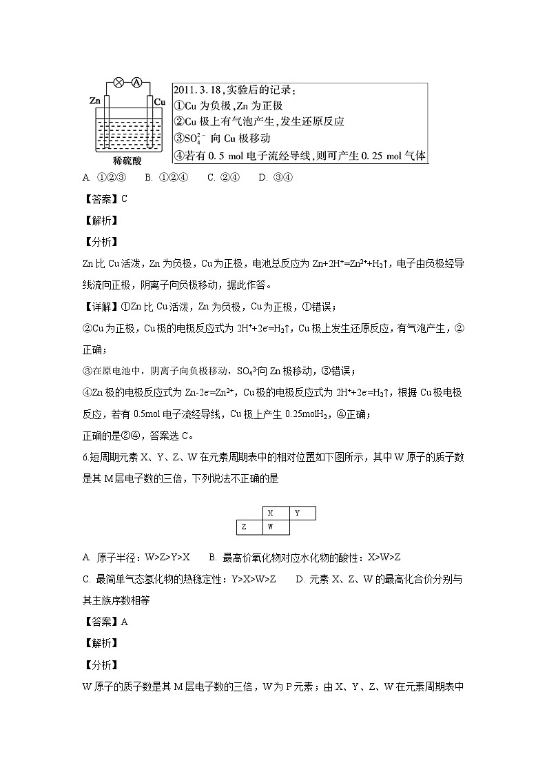 【化学】贵州省遵义市航天高级中学2018-2019学年高二上学期第一次月考（理）试题（解析版）03