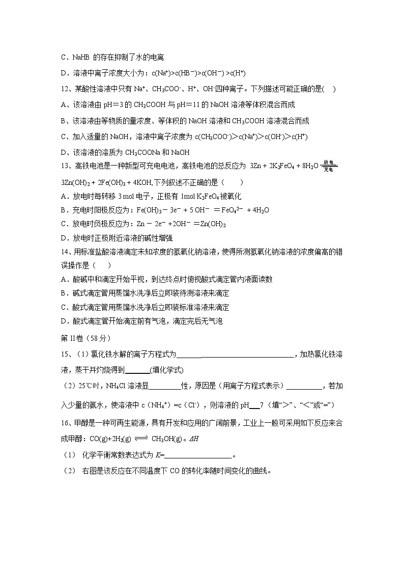 【化学】海南省儋州一中2018-2019学年高二上学期第二次月考 试卷03
