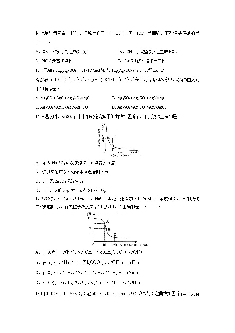 【化学】甘肃省民勤一中2018-2019学年高二上学期第一次月考 试卷03