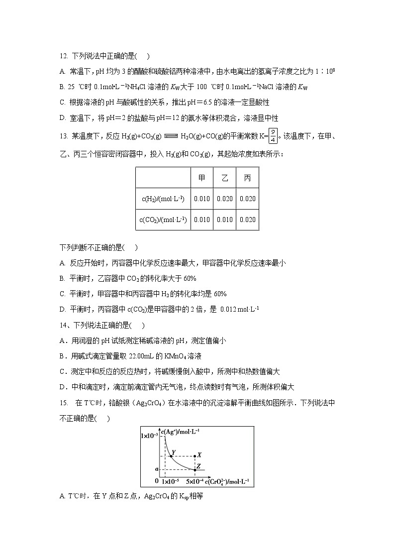 【化学】安徽省青阳县第一中学2018-2019学年高二12月月考 试卷03