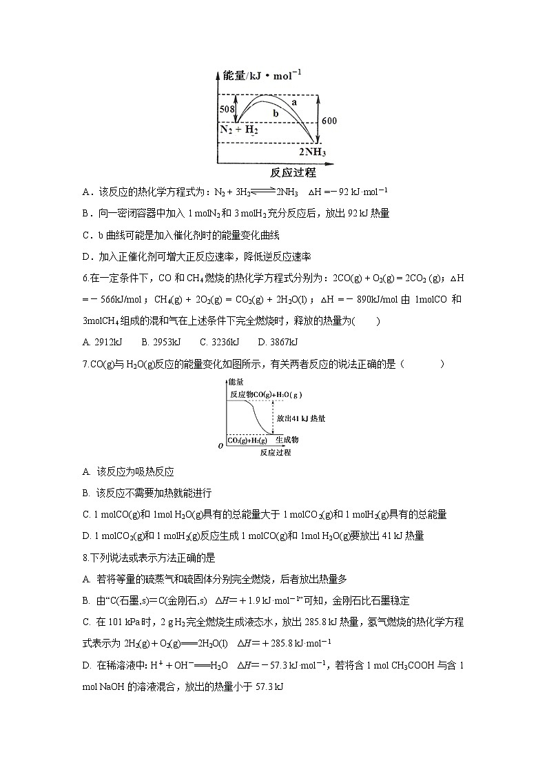 【化学】安徽省滁州市民办高中2018-2019学年高二上学期第二次月考 试卷02