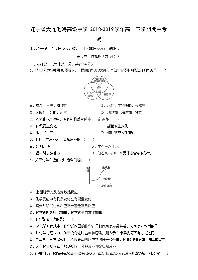 【化学】辽宁省大连渤海高级中学2018-2019学年高二下学期期中考试01