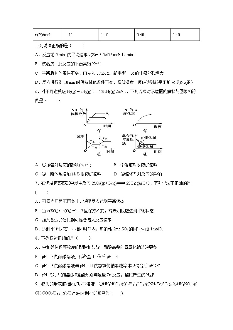 【化学】内蒙古集宁一中（西校区）2018-2019学年高二上学期期中考试02