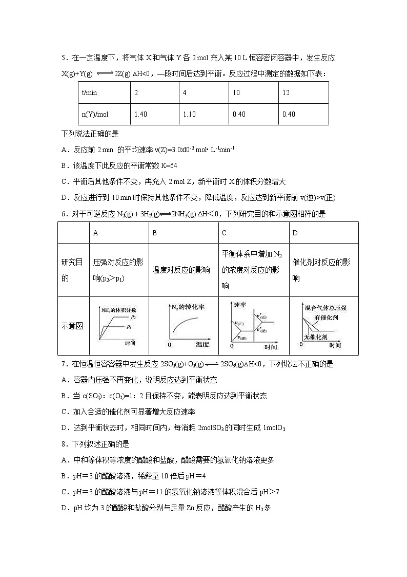 【化学】内蒙古集宁一中（西校区）2018-2019学年高二上学期期中考试（解析版）02