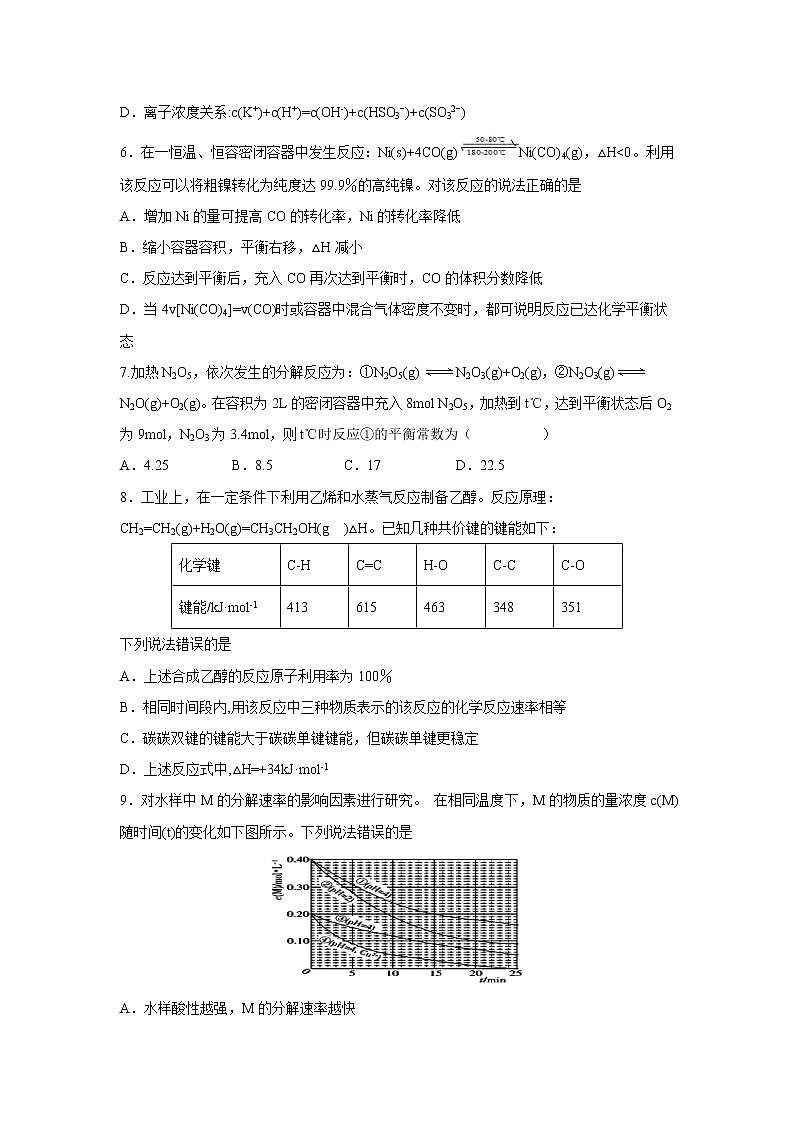【化学】江西省南昌市第二中学2018-2019学年高二上学期期中考试02