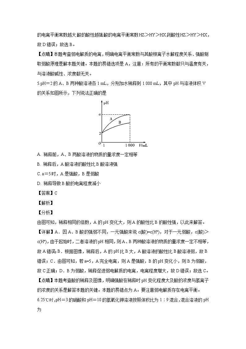 【化学】湖南省湖南师范大学附属中学2018-2019学年高二上学期期中考试（理）试题（解析版）03