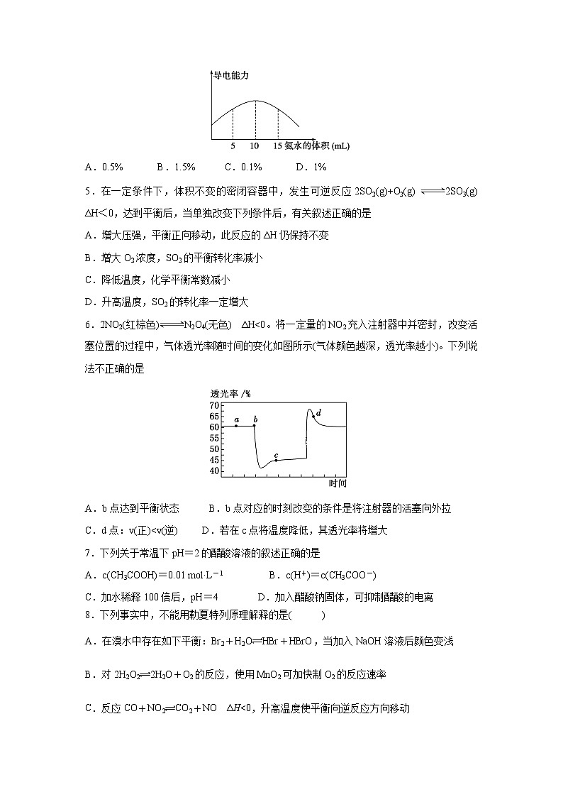 【化学】河北省东光县一中2018-2019学年高二上学期期中考试02