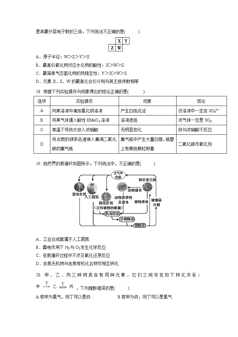 【化学】福建省厦门外国语学校2018-2019学年高二上学期期中考试（文）试题03