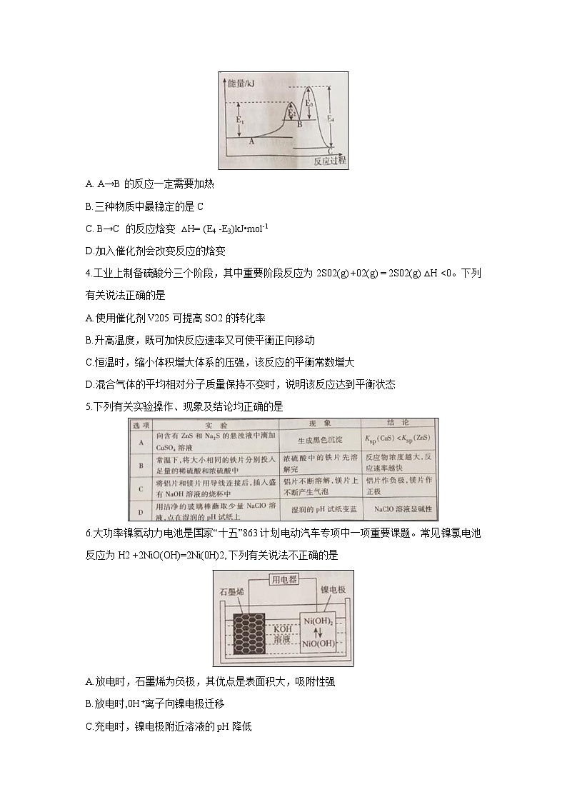 【化学】安徽省池州市2018-2019学年高二下学期期末考试02