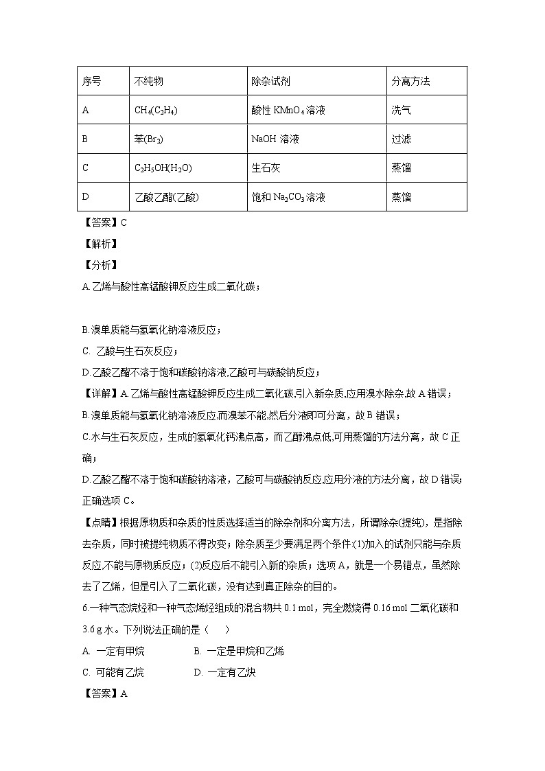 【化学】广西柳江中学2018-2019学年高二上学期期末考试（解析版）03