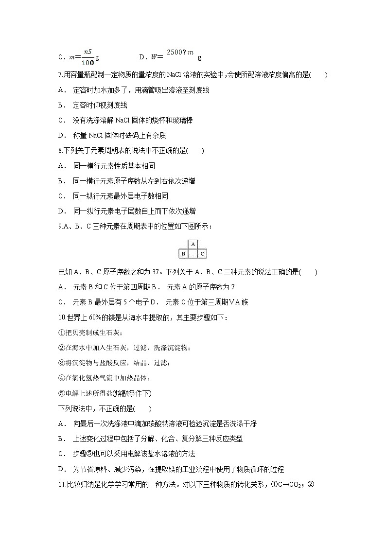 【化学】贵州省从江县民族中学2018-2019学年高二上学期期末考试02