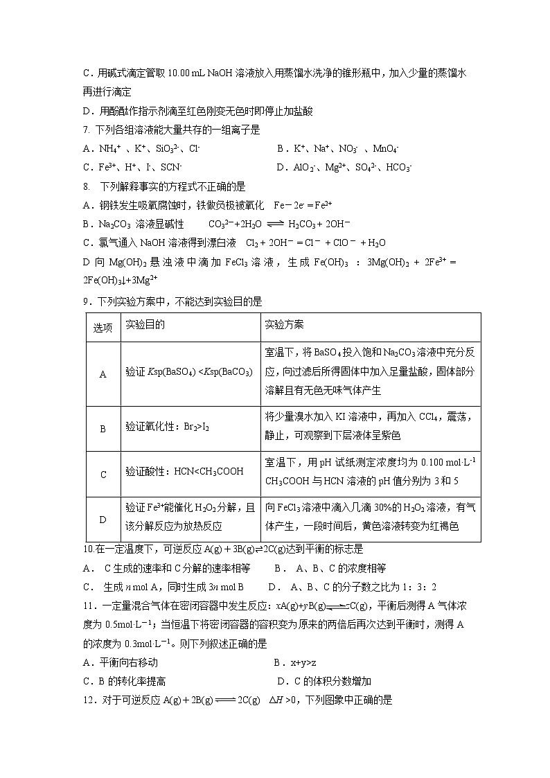 【化学】河南省商丘市九校2018-2019学年高二上学期期末联考 试卷02