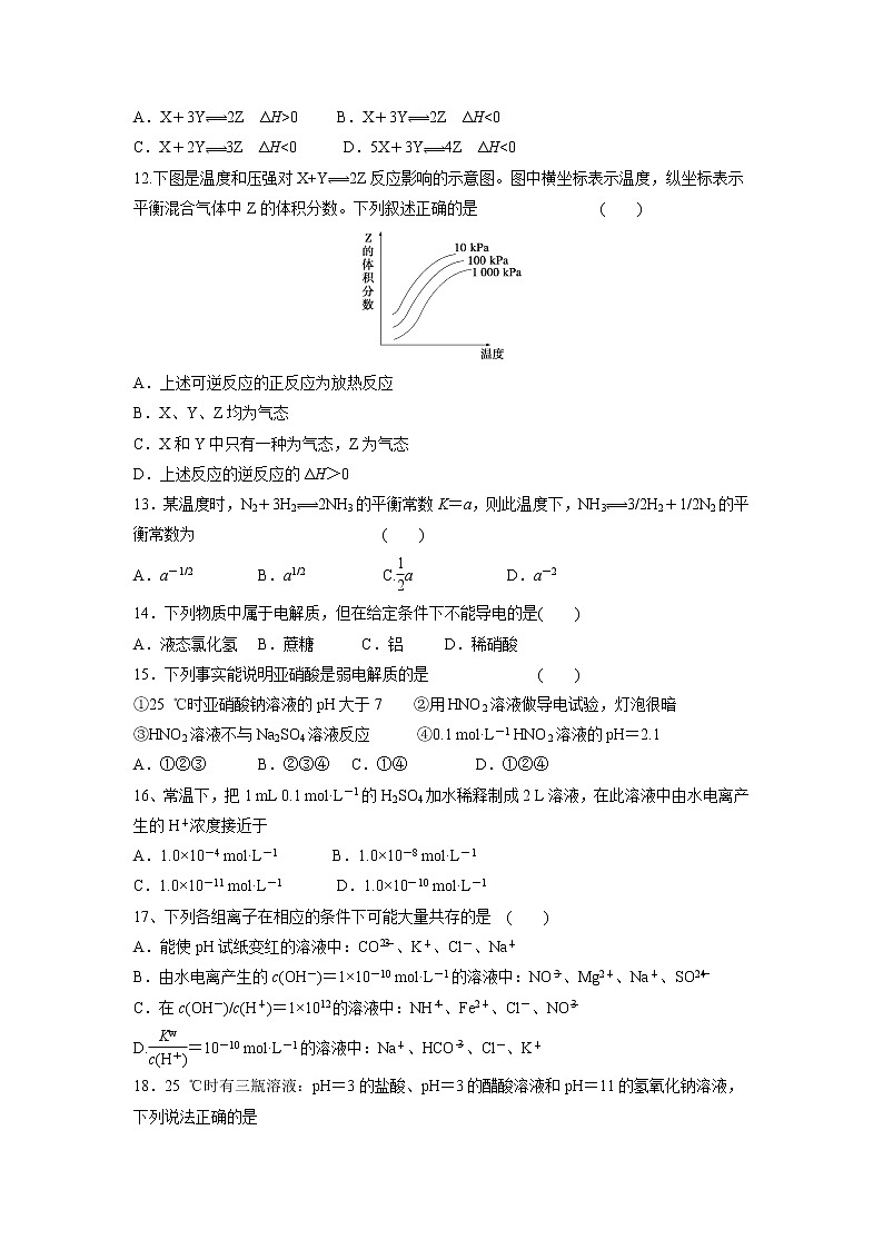 【化学】吉林省公主岭市2018-2019学年高二上学期期末考试03